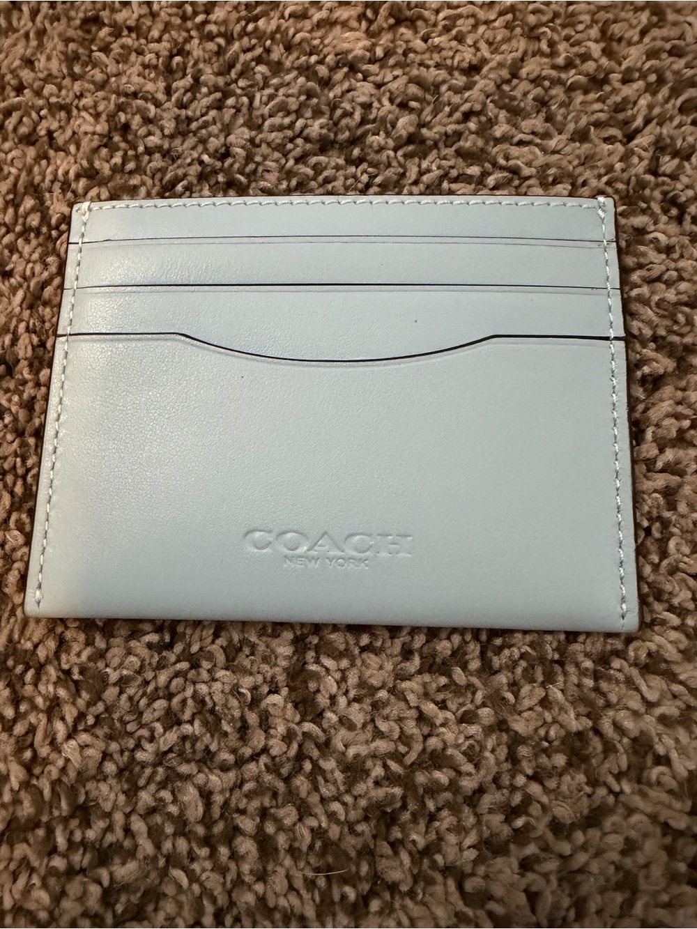 Coach Leather Card Holder in Pale Blue